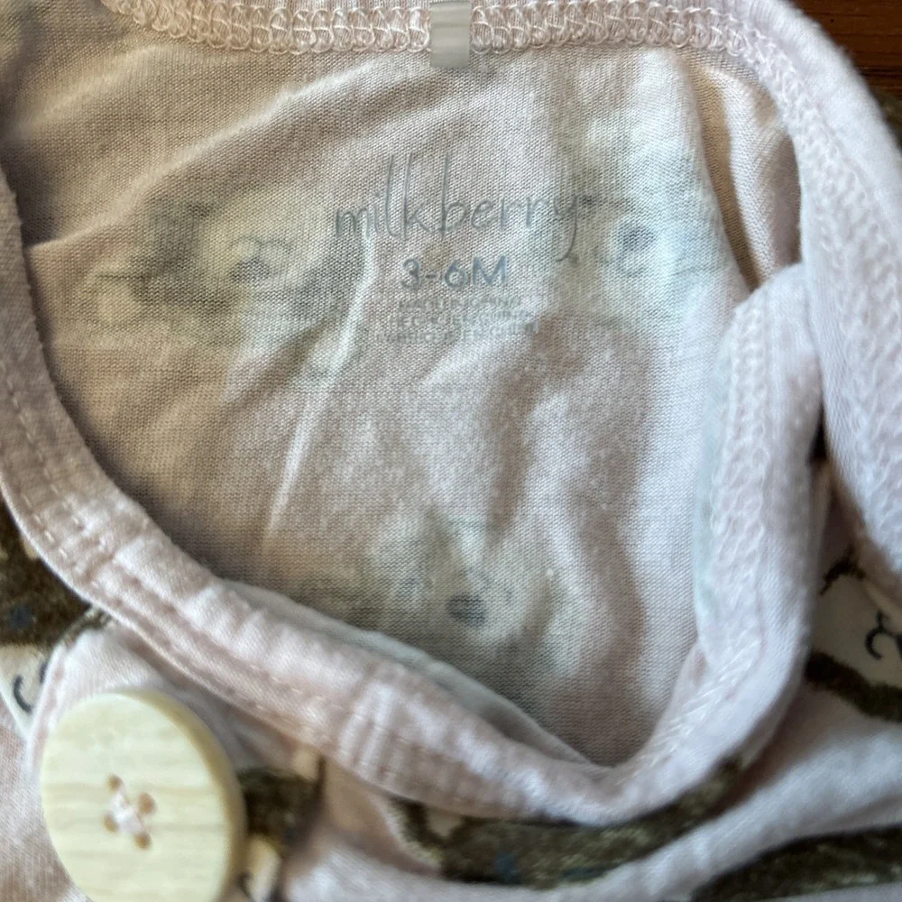 Milkberry Bamboo Pajamas‎ 3-6 Months Girl Baby Infant Pink Teddy Bear One Piece